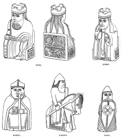 Knogleskakmænd af skandinavisk design, 12. eller 13. århundrede, 1892 af Unbekannt