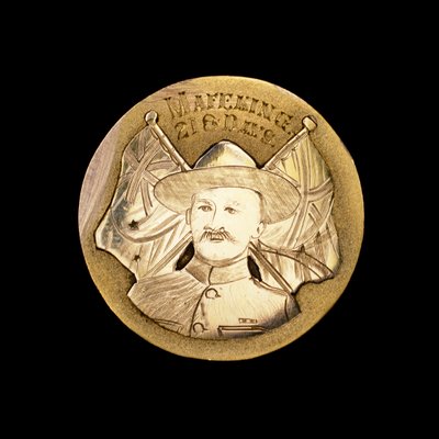 Britisk Boer War Medal, der fejrer forsvaret mod Mafekings belejring og skildrer Robert Baden-Powell (foto) af Unbekannt