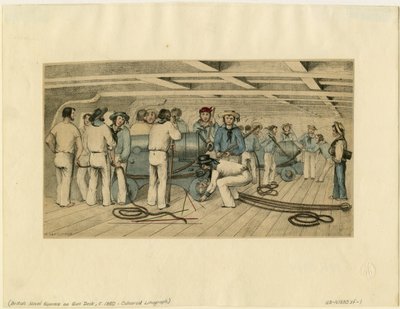 Britiske flådeskytter på kanondæk, ca. 1850 af Unbekannt