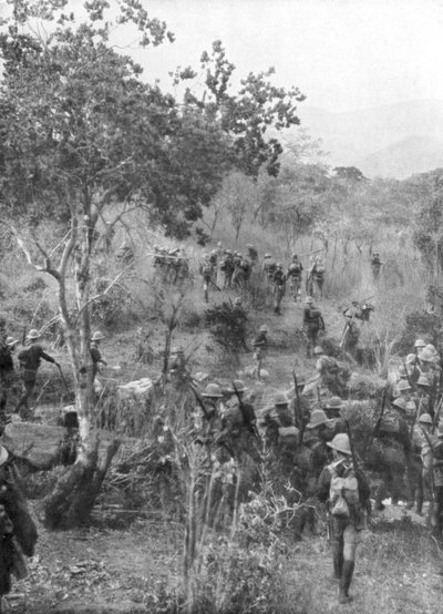 Britiske tropper i bushen på grænserne til det tyske Østafrika, Første Verdenskrig, 1915 af Unbekannt