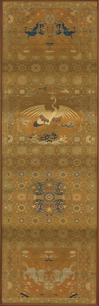 Brokade, silke. Aflangt panel, stolebetræk, Qing-dynastiet, 1700-tallet. af Unbekannt