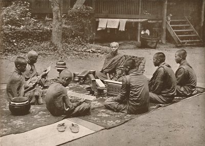 Buddhistisk præst med elever, 1900. af Unbekannt