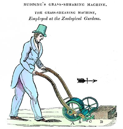 Buddings græsklippemaskine, c1832 af Unbekannt