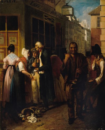 Kontoret for Det Kongelige Lotteri under Restaurationen, 1820. af Unbekannt