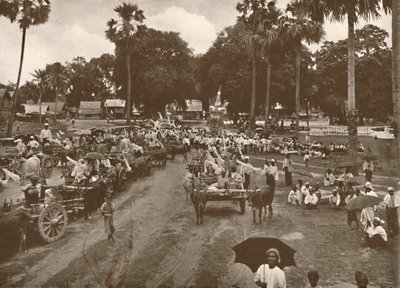 burmesisk begravelse. - Procession af vogne med tilbud, 1900. af Unbekannt