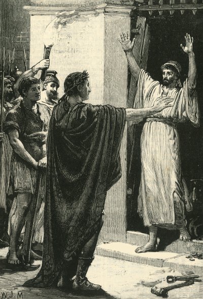 Cæsar besidder sig selv af skatten i Saturns tempel, 1890. af Unbekannt
