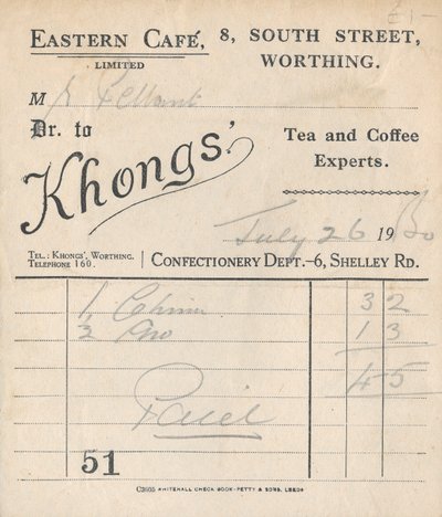 Cafekvittering, 1950. af Unbekannt
