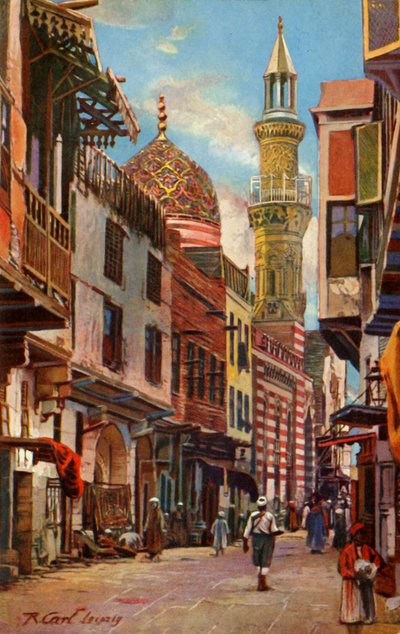 Kairo: Boulac Street og Moskeen i Aboul-Ela, c1918-c1939. af Unbekannt