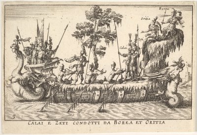 Calais og Zetes ledet af Boreas og Oreithyia Calais e Zeti condotti da Borea et Oritia, w..., 1664. af Unbekannt