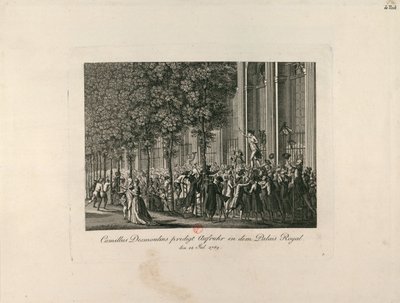 Camille Desmoulins i Palais Royal Gardens, ca. 1797-1800. af Unbekannt