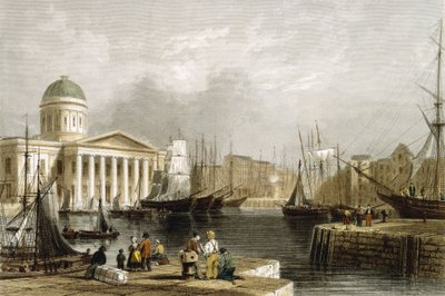 Canning Dock, Liverpool, viser Custom House, 1841 af Unbekannt