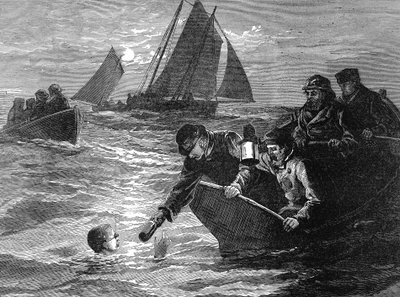Kaptajn Matthew Webb, den første mand, der svømmede Den Engelske Kanal, 1875 af Unbekannt