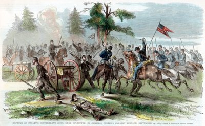 Tilfangetagelse af konfødererede kanoner, nær Culpeper, Virginia, amerikansk borgerkrig, 14. september 1863 af Unbekannt