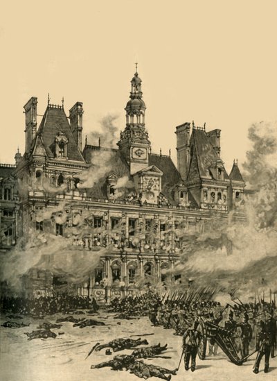 Fangst af Hotel de Ville, Paris, julirevolutionen, 1830 c1890. af Unbekannt