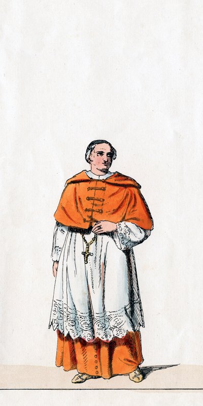 Kardinal Wolsey, kostumedesign til Shakespeares skuespil, Henry VIII, 1800-tallet af Unbekannt