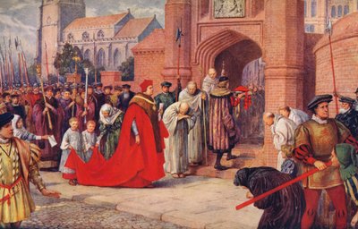 Kardinal Wolsey går muligvis ind i Hampton Court Palace, 1917 af Unbekannt