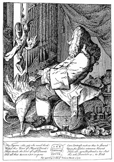 Karikatur af George Frideric Handel 1685-1759, 1754 af Unbekannt