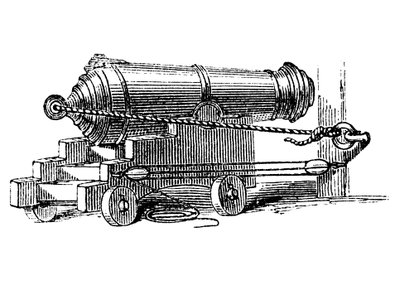 Carronade, kort stykke flådevåben med stort kaliberkammer, som en morter, c1884 af Unbekannt