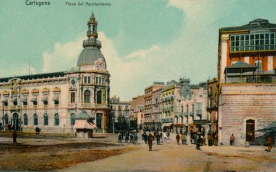 Cartagena - Rådhuspladsen, ca. 1900. af Unbekannt