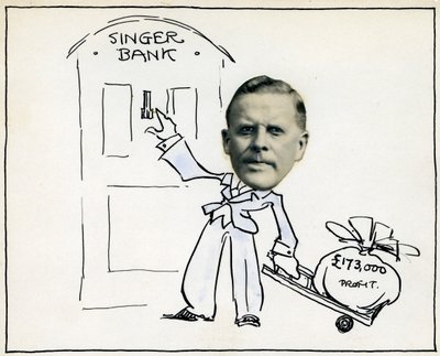 Karikatur af administrerende direktør William E. Bullock, Singer & Company Ltd af Unbekannt