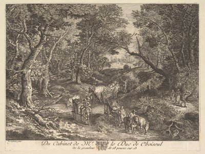 Vogne på en vej gennem skoven efter et maleri i samlingen af Duc de Choiseul, 1771. af Unbekannt