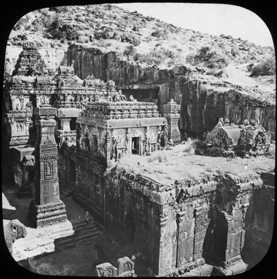 Caves of Ellora, Maharashtra, Indien, slutningen af det 19. eller begyndelsen af det 20. århundrede af Unbekannt