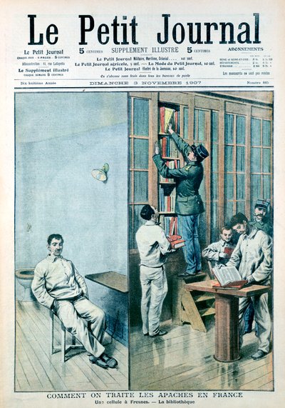 Celle og bibliotek ved fængslet i Fresnes, 1907 af Unbekannt