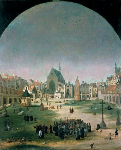 Kirkegård og de uskyldiges kirke af Unbekannt