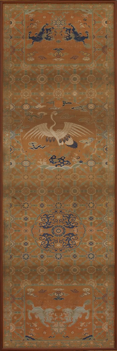 Stolebetræk med en kran, løver, drager, lovende symboler..., Qing-dynasti, 1700-tallet. af Unbekannt
