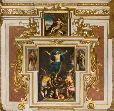 Kapel af Vor Frue af Folket, Anden spænds sydside, Giovan Battista Trotti kendt som Malosso, Opstandelse 1594, Bernardino Campi, San Giovanni nel ørkenen 1569, katedralen Santa Maria Assunta, Duomo, Cremona, Lombardiet, Italien (foto) af Unbekannt