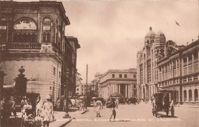 Chartered Bank & Royal Exchange på Cleve St, Calcutta, c1900 af Unbekannt