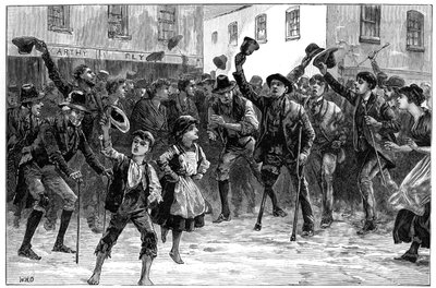 Jubler over Lord Randolph Churchills navn efter at have hørt om hans fratræden, Loughrea, Irland, 1887 af Unbekannt