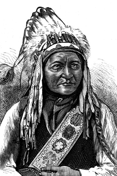 Chief Sitting Bull, amerikansk indianer, 1800-tallet af Unbekannt