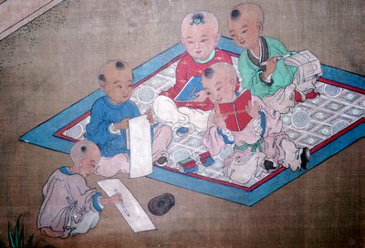 Børn i leg, japansk maleri, 1700-tallet af Unbekannt