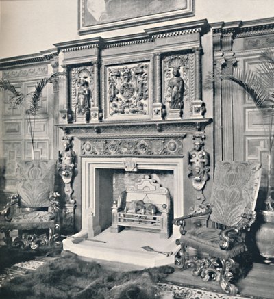 Skorstensstykke i den store sal, Castle Ashby, Northampton, 1927 af Unbekannt