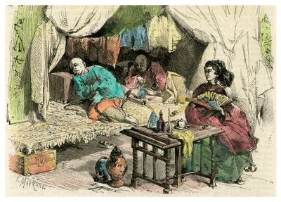 Kinesiske opiumsrygere, 1800-tallet af Unbekannt