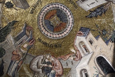 Chora kirkemuseum: mosaik, der viser Jomfru Maria, der modtager kærlighed fra sine forældre Joachim & Anne Istanbul Turquie af Unbekannt