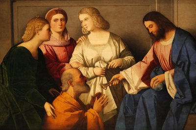 Kristus giver nøglerne til Sankt Peter af Vincenzo Catena Madrid Spanien af Unbekannt
