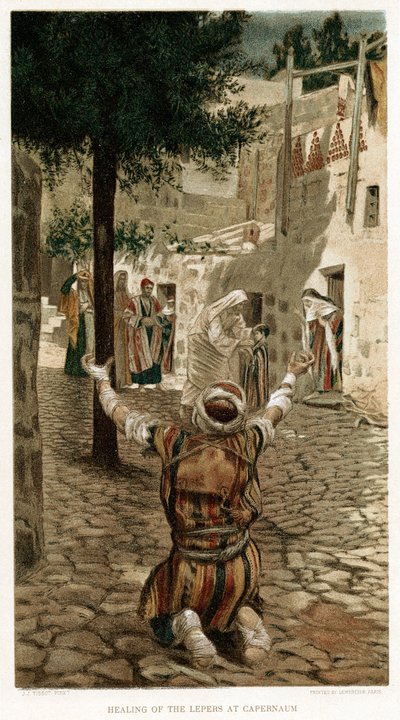 Kristus helbredte de spedalske i Kapernaum, ca. 1890 af Unbekannt
