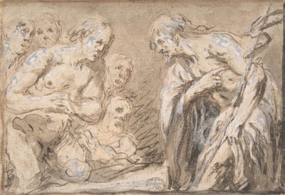 Kristus i Limbo Recto, helgen med rosenkrans Verso, 1600-tallet. af Unbekannt
