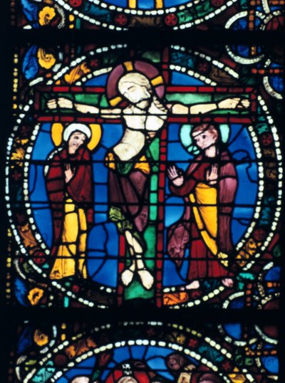 Kristus på korset, farvet glas, Chartres Cathedral, Frankrig, 1194-1260. af Unbekannt
