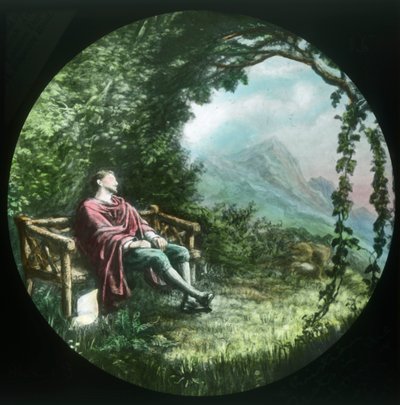Christian hviler i lysthuset og mister sin rulle, c1910. af Unbekannt