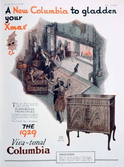 Juleannonce for Columbia grammofoner, 1928 af Unbekannt
