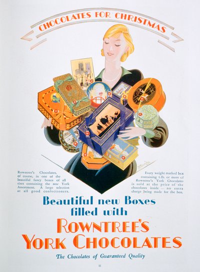 Juleannonce for Rowntrees York Chocolates, 1928 af Unbekannt