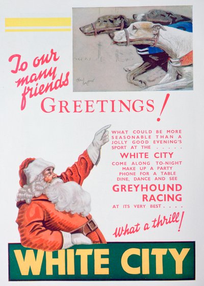 Juleannonce for White City greyhound-banen, London, 1932 af Unbekannt