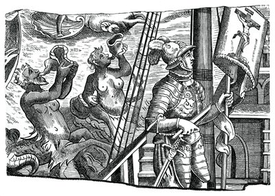 Christopher Columbus om bord på sit skib under sin første rejse mod vest, 1500-tallet, 1870 af Unbekannt