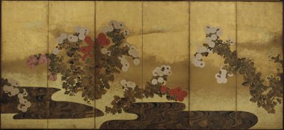 Krysantemum ved siden af et vandløb, Edo-periode, 1800-tallet. af Unbekannt