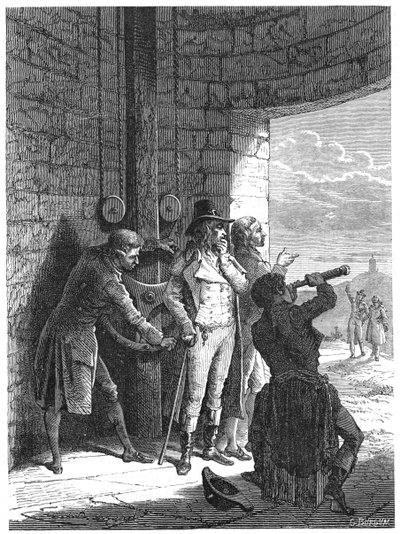 Claude Chappe demonstrerer sit optiske telegraf semaforsystem i 1793 c1870 af Unbekannt