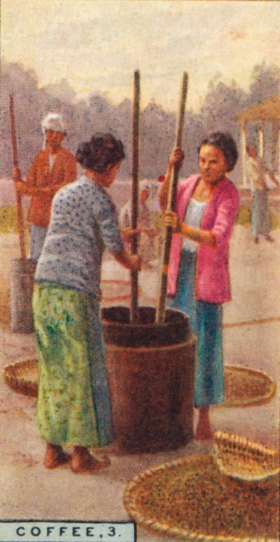 Kaffe, 3. Hulling the Beans, Java, 1928 af Unbekannt