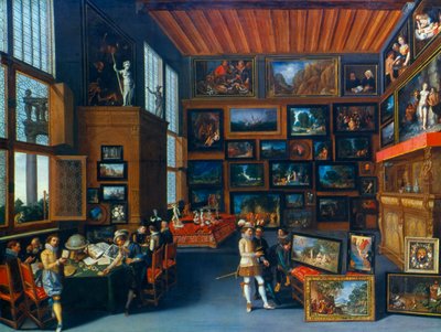 Cognoscenti i et rum hang med billeder, c1620 af Unbekannt
